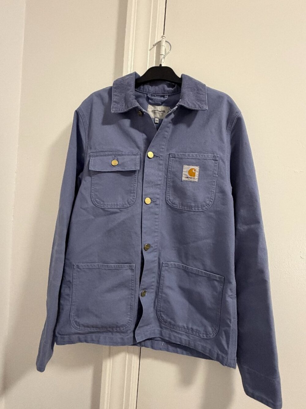 Carhartt Chore Coat Blue Purple Canvas Barn Jacket Corduroy Collar